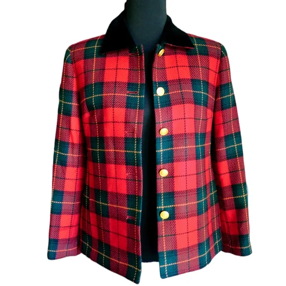 NWT Talbot's Red/Green Plaid 100% Wool Women's Jacket - Picture 1 of 12